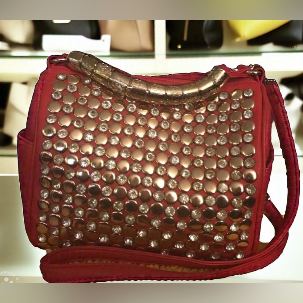 Alba Red Studded Crossbody Bag